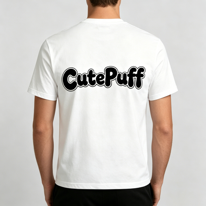 【CutePuff Logo Print Cotton T-Shirt】—— Minimalist Style & All-Day Comfort
