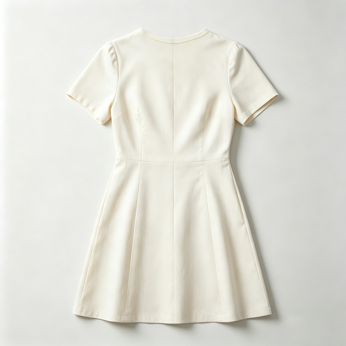 Swellove Elegant Short Sleeve Mini Dress, Crew Neck Waist‑Defined A‑Line Dress for Daily & Office