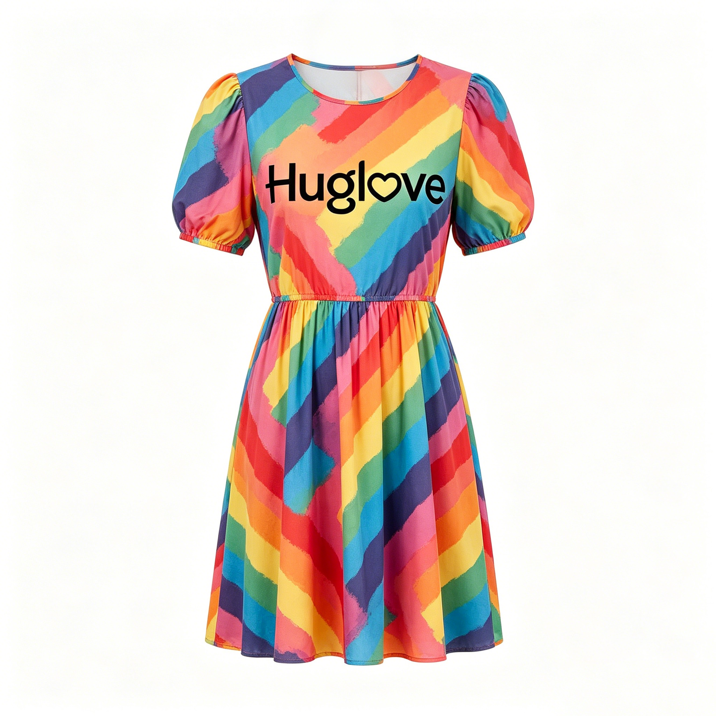 【Huglove Rainbow Stripe Dress】—— Vibrant Style of Comfort & Fashion
