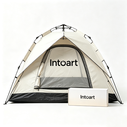 Intoart Dual Mesh Door Quick Setup Family Camping Tent, UV Protection Waterproof Lightweight Tent for Beach Hiking Picnic Travel