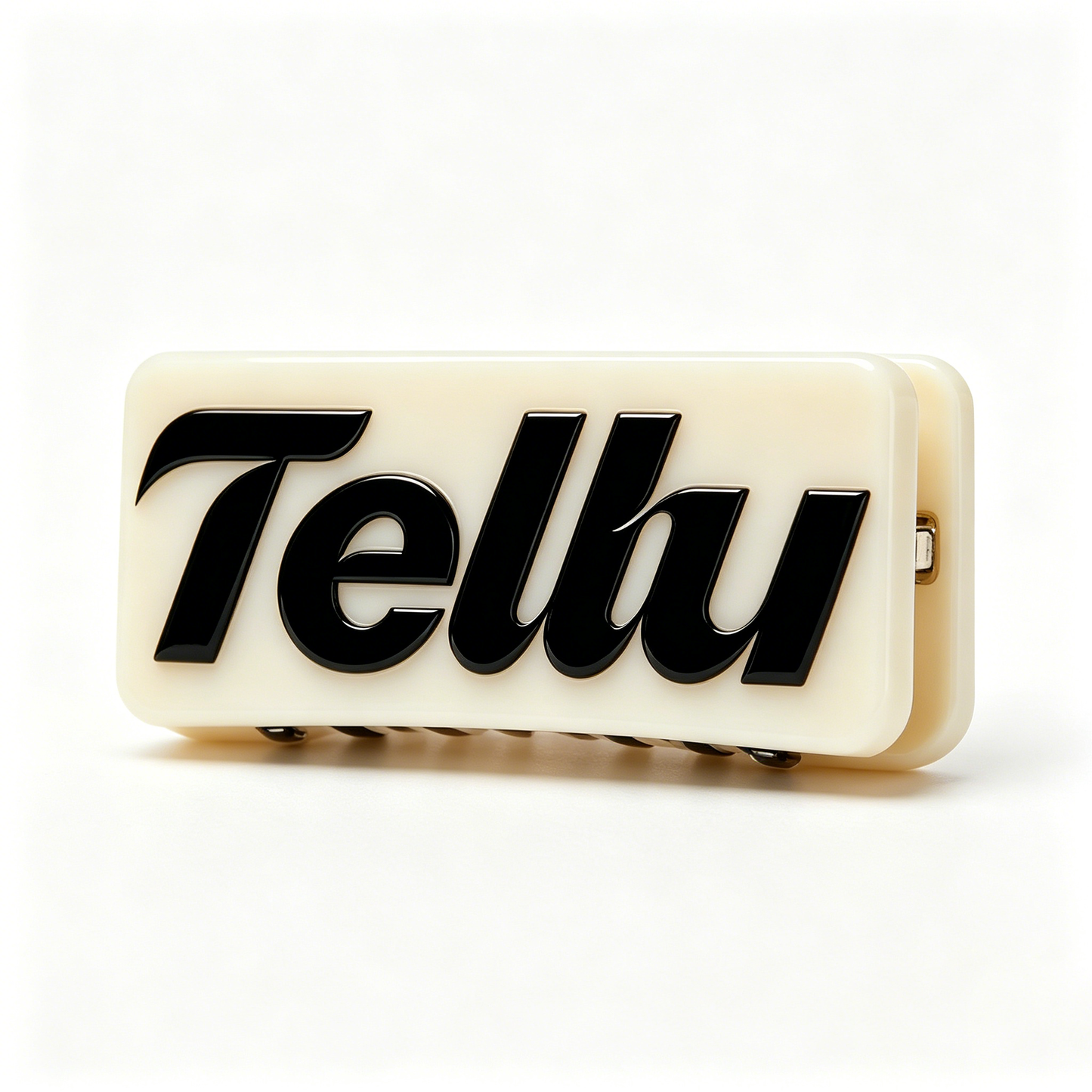 Tellu Retro Letter Hair Barrettes for Women, Cream Rectangle Acrylic Hair Clip, Non Slip Metal Spring Hair Clamp, Trendy Daily Hairstyle Accessory for Thick Thin Hair