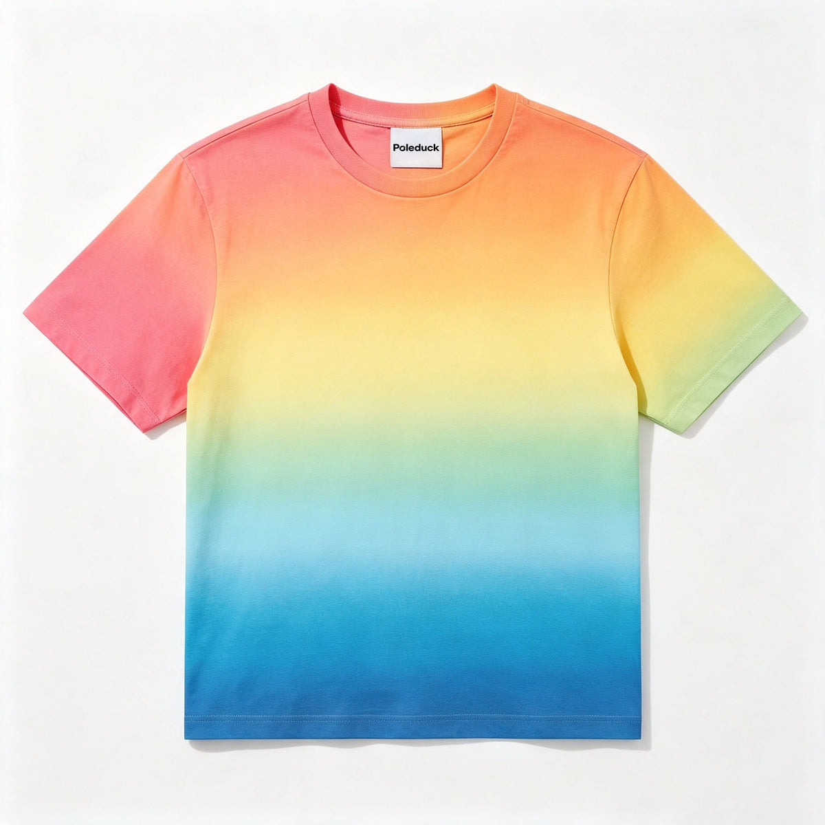 Poleduck Gradient Short‑Sleeve Crew Neck T‑Shirt, Casual Soft Lightweight Cropped Tee for Daily Wear