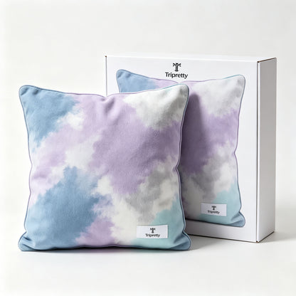 Tripretty Decorative Throw Pillows Set of 2, Pastel Cloud Tie Dye Square Accent Pillows, Soft Plush Cushions for Sofa Couch Bedroom Living Room Home Decor