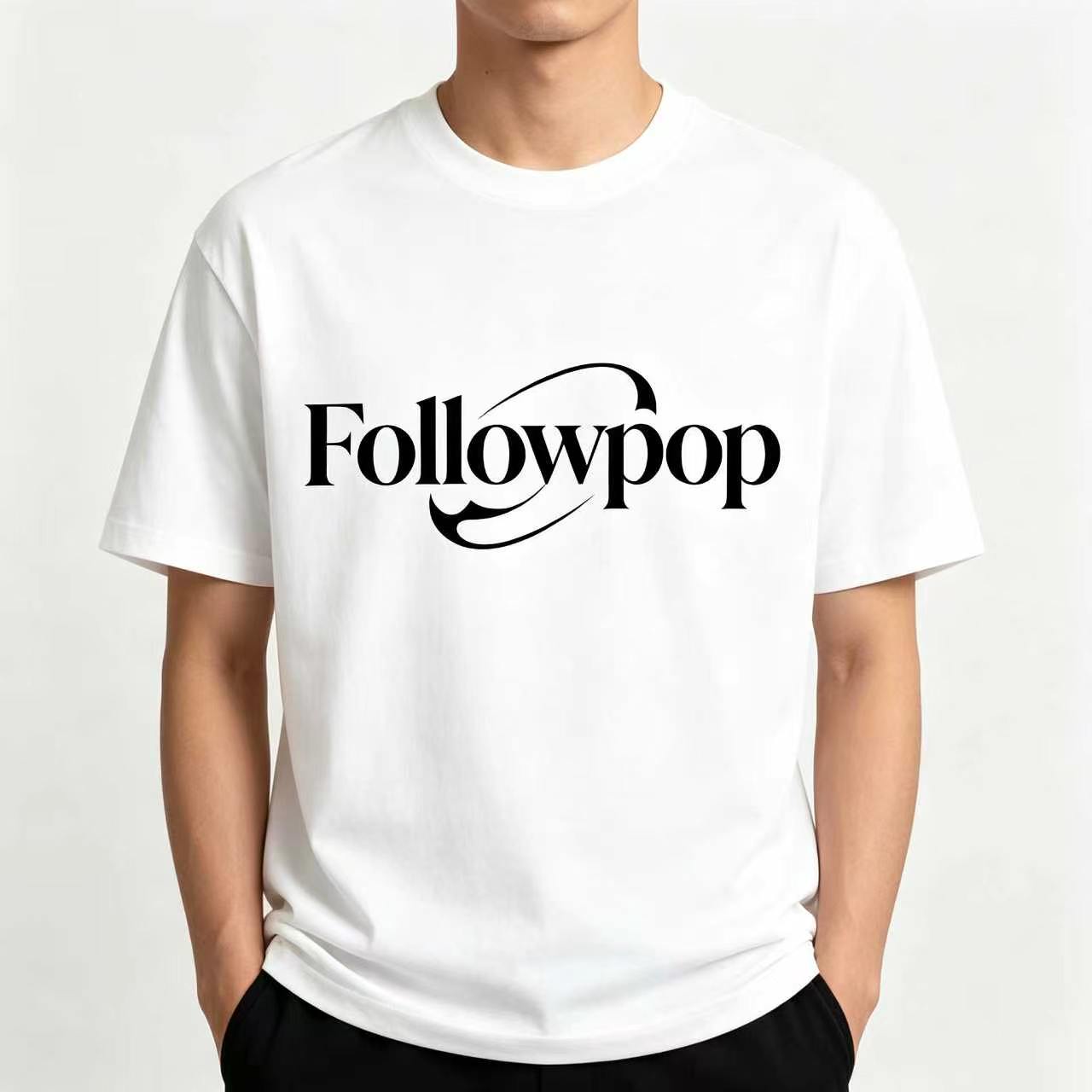 Followpop Men’s Classic Crew Neck Cotton T-Shirt, Minimal Graphic Short Sleeve Tee, Soft Breathable Loose Fit Casual Top for Daily Workout Streetwear