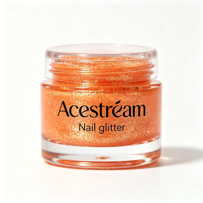 Acestream Holographic Orange Gold Nail Glitter Powder - Shimmer Sparkle Pigment for Nail Art, Manicure & Pedicure, DIY Decoration, Long-Lasting & Easy to Apply