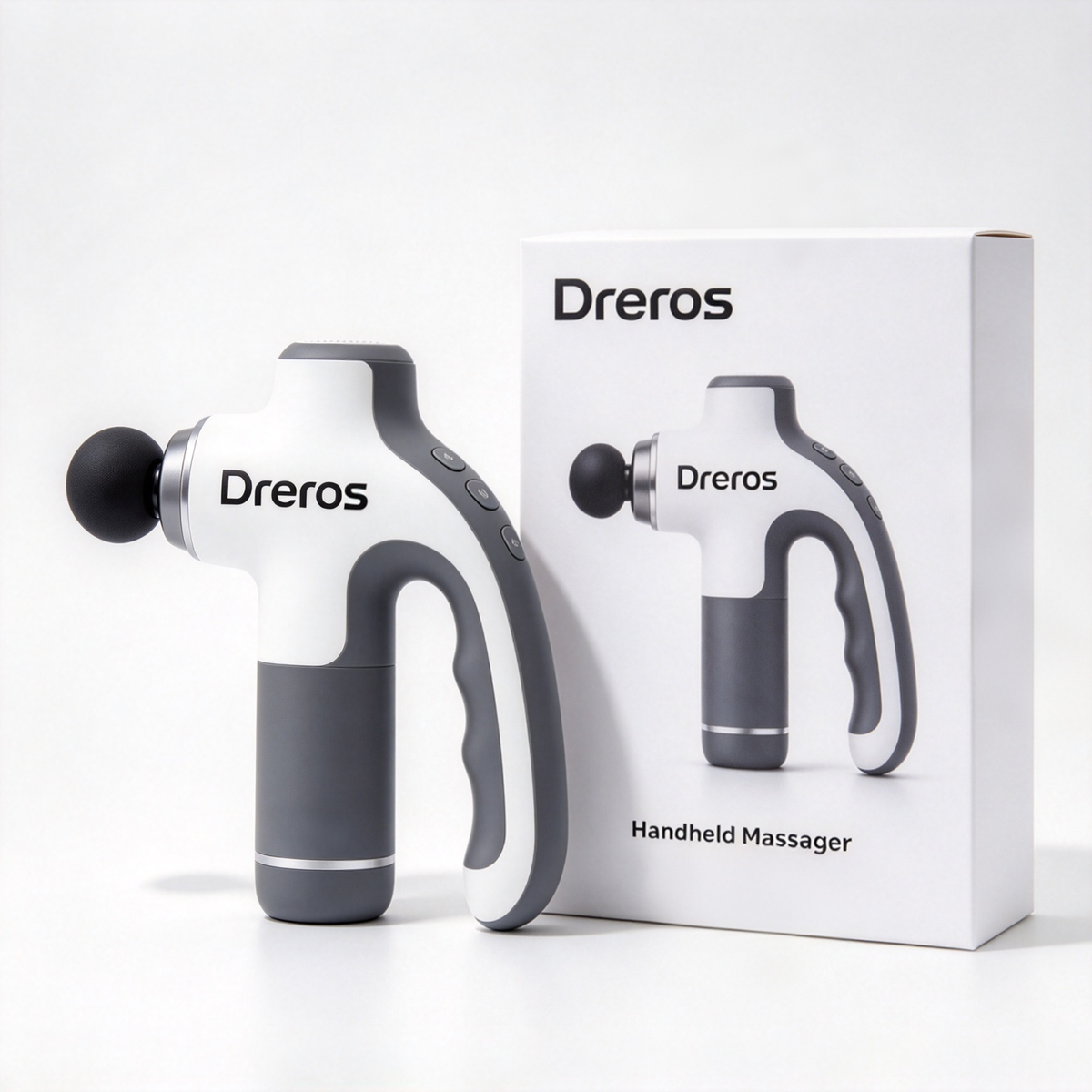 Dreros Handheld Massage Gun, Rechargeable Deep Tissue Muscle Massager, Portable Electric Body Massager for Back Neck Leg Relief for Home Gym Office