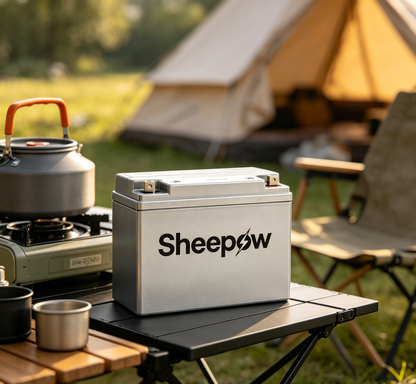 Sheepow Deep Cycle Rechargeable Storage Battery, High Capacity Sealed Lead Acid Replacement Battery, Maintenance Free Power Battery for Camping RV Solar Panel Off-Grid Power Supply