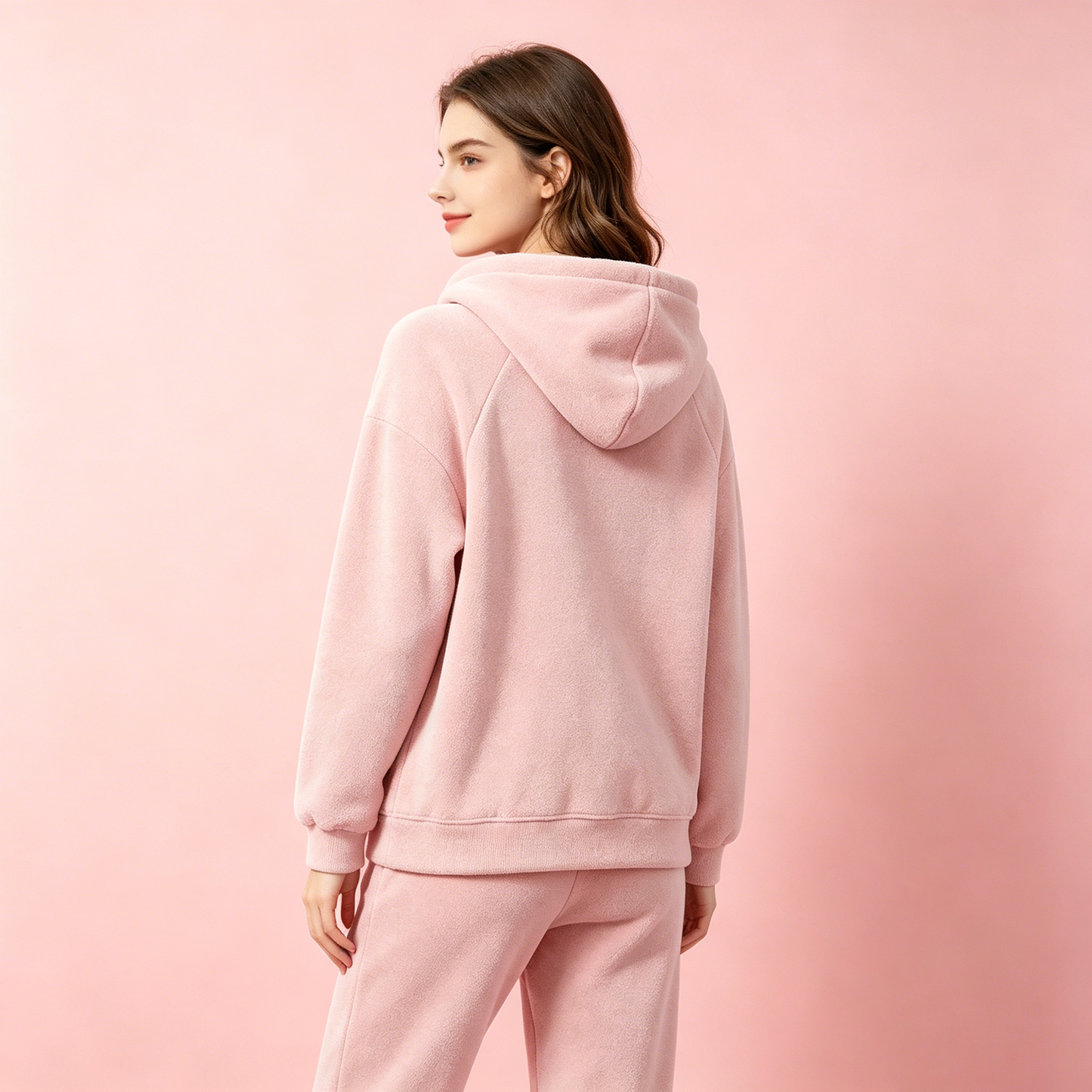 lucksimple Women's Fleece Hoodie Pajama Set, Soft Cozy Loungewear, Long Sleeve Hooded Sweatshirt & Pants Sleepwear, Warm Plush 2-Piece Outfit for Fall Winter