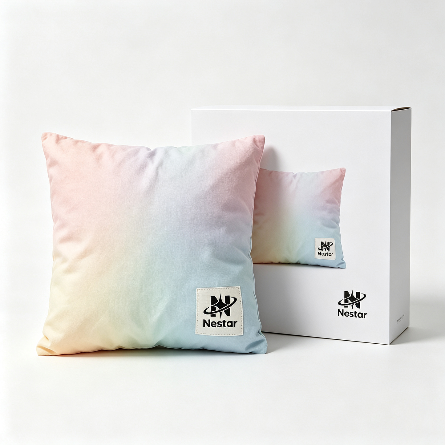 N Nestar Rainbow Gradient Decorative Throw Pillow Soft Square Accent Cushion for Sofa, Bedroom, Couch Home‑Decor