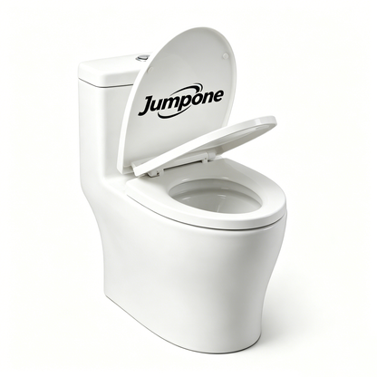 Jumpone One-Piece Toilet, High Efficiency Dual Flush, Soft-Close Seat, Modern Elongated Bowl, White Ceramic Bathroom Toilet
