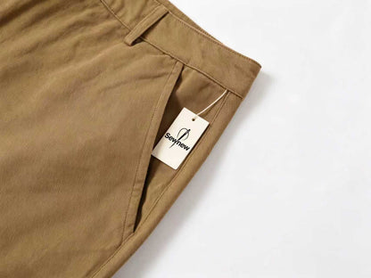 Sewnew Women's Khaki Cargo Pants, Raw Edge Multi Pocket Wide Leg Work Pants, Adjustable Drawstring Casual Streetwear Baggy Trousers