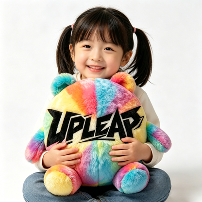 UPLEAP Vibrant Tie-Dye Rainbow Bear Stuffed Plush, Skin-Friendly Squishy Fluffy Bear Toy, Adorable Decor Plush Cushion for Nursery Bedroom & Holiday Gift