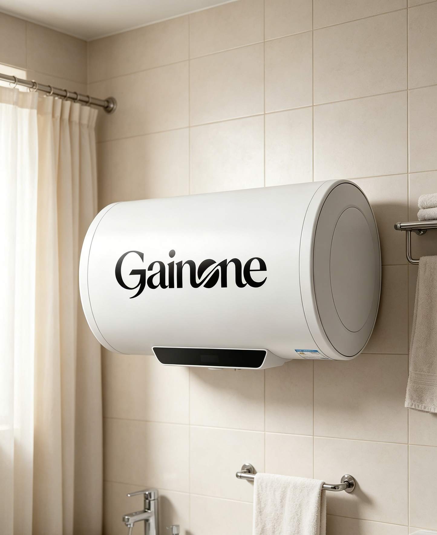 Gainone Horizontal Electric Water Heater for Home Bathroom, Digital Smart Control Storage Tank Hot Water Heater, High Efficiency Insulated Residential Hot Water Tank with Multi Safety Protection System for Household Daily Shower Use