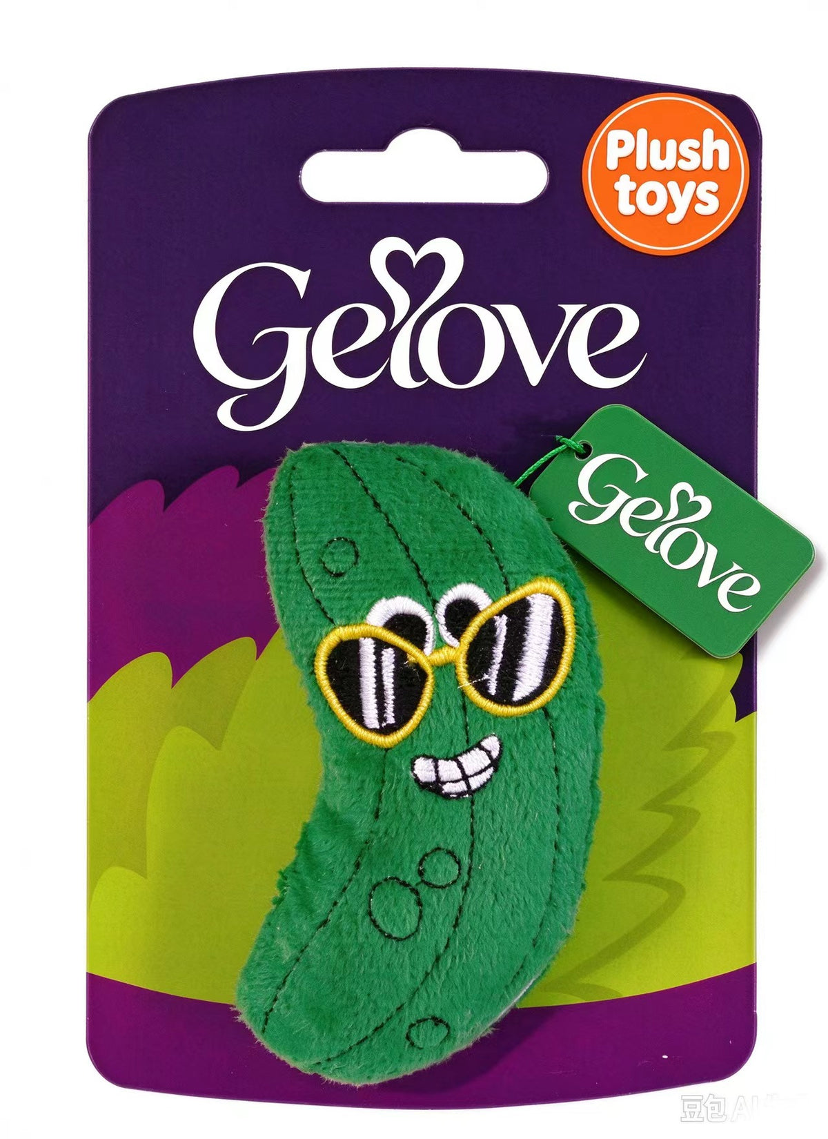 Gelove Cool Pickle Plush Toy, Cute Stuffed Cucumber Plush Doll, Soft Small Pickle Stuffed Figure with Embroidered Face for Kids & Collectors