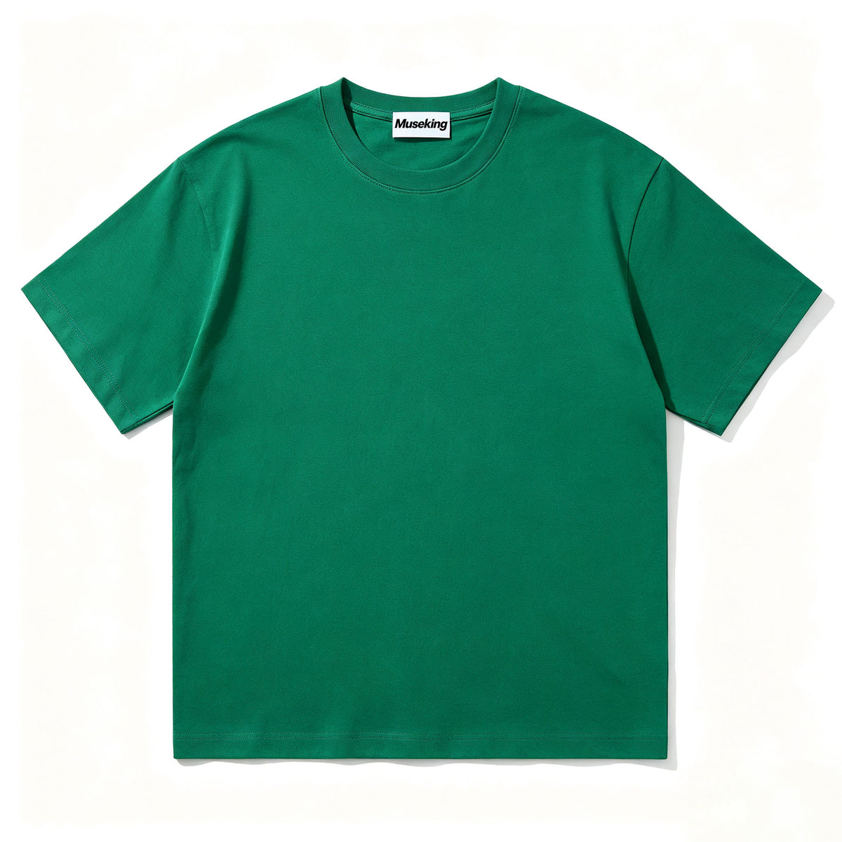 Museking Men's Short Sleeve Crew Neck T-Shirt, Solid Green Basic Casual Tee, Soft Breathable Cotton T Shirt for Daily Wear Outdoor Activities