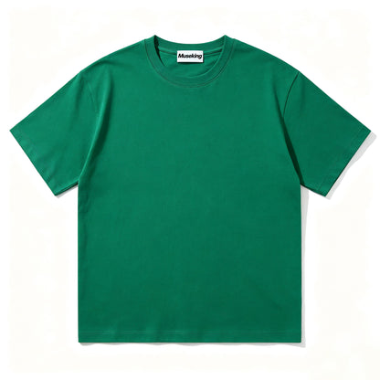 Museking Men's Short Sleeve Crew Neck T-Shirt, Solid Green Basic Casual Tee, Soft Breathable Cotton T Shirt for Daily Wear Outdoor Activities