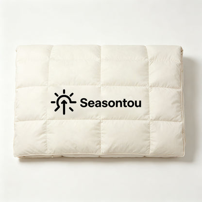 Seasontou Lightweight All Season Quilted Comforter, Soft Breathable Microfiber Bed Blanket, Square Grid Stitched Cooling Duvet Insert for Bedroom Guest Room Travel