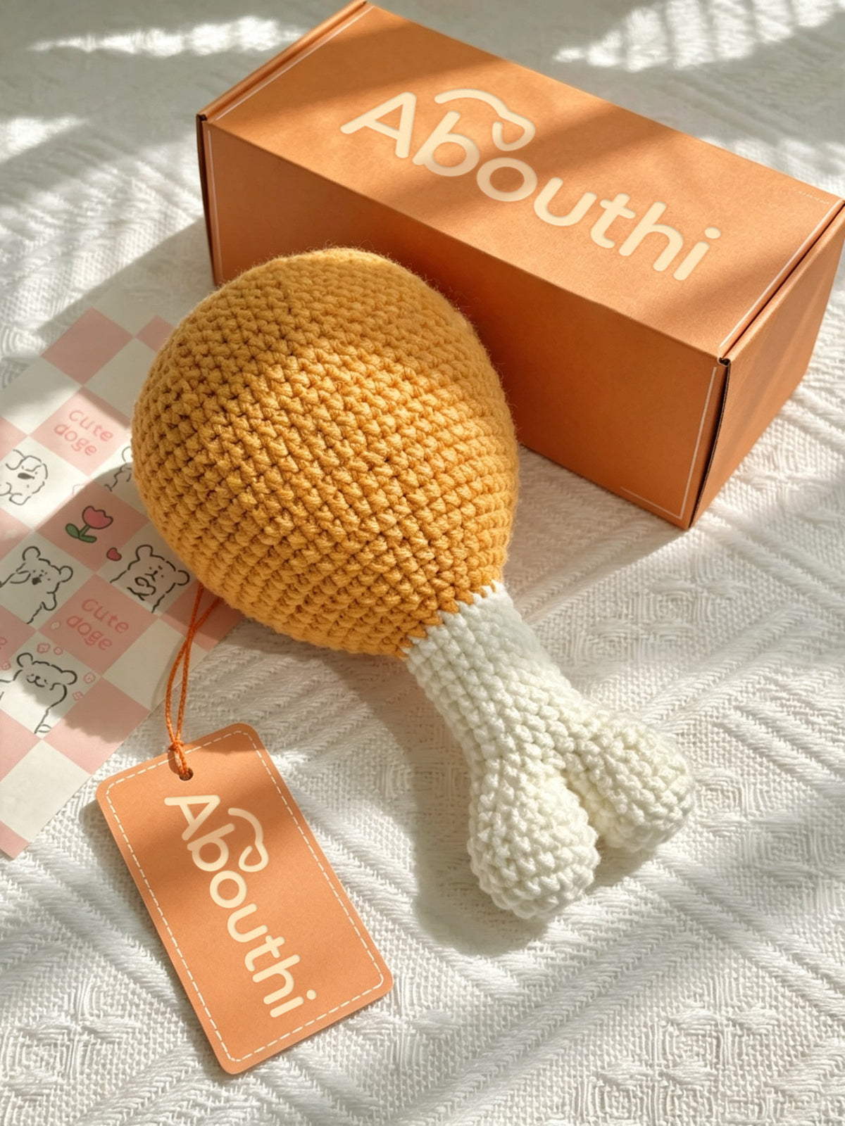 Abouthi Knitted Drumstick Dog Toy, Durable Crochet Chicken Leg Puppy Chew Toy, Soft Plush Interactive Pet Toy for Small Medium Dogs, Stress Relief Dog Teething Toy