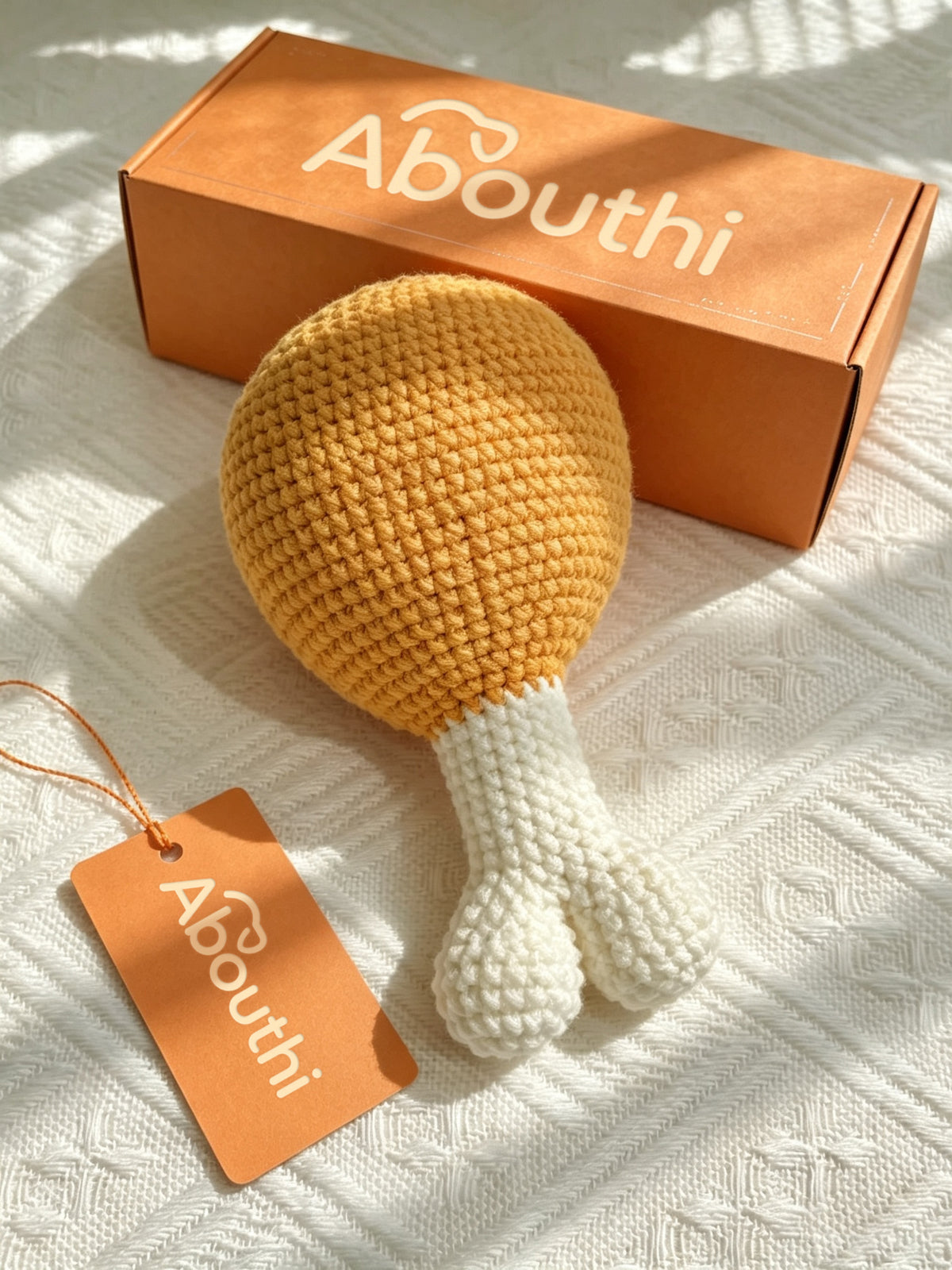 Abouthi Knitted Drumstick Dog Toy, Durable Crochet Chicken Leg Puppy Chew Toy, Soft Plush Interactive Pet Toy for Small Medium Dogs, Stress Relief Dog Teething Toy