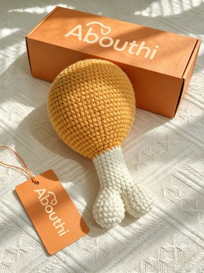 Abouthi Knitted Drumstick Dog Toy, Durable Crochet Chicken Leg Puppy Chew Toy, Soft Plush Interactive Pet Toy for Small Medium Dogs, Stress Relief Dog Teething Toy