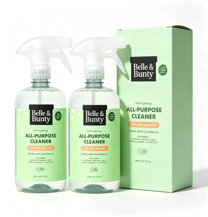 Belle & Bunty All Purpose Cleaner, Clary Sage & Citrus Scent, 24 FL OZ (710mL), Multi Surface Household Cleaning Spray, No Added Synthetic Fragrances, Dyes, Alcohol, Parabens & SLS/SLES for Kitchen, Bathroom, Countertop