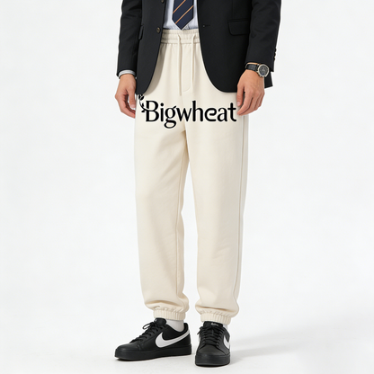 Bigwheat Casual Sweatpants, Relaxed Fit Drawstring Waist Joggers, Soft Breathable Cotton Blend Lounge Pants for Daily Wear, Street Style & Office Casual