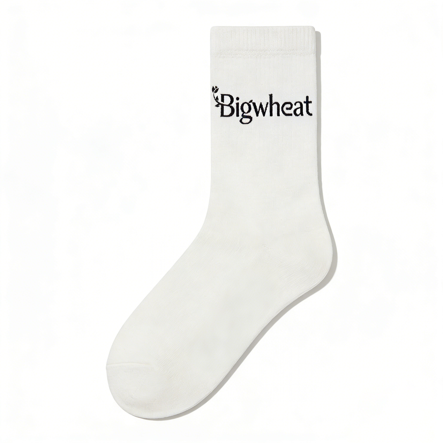 Bigwheat Embroidered Crew Socks, Breathable Cotton Casual Socks, Trendy Everyday Athletic Socks