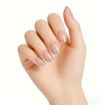 【DeerGeo Glitter French Tip False Nails】—— Effortless Salon-Quality Manicure at Home