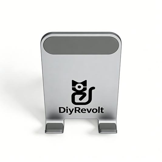 DiyRevolt Foldable Cell Phone Stand, Adjustable Aluminum Phone Holder for Desk, Portable Smartphone Stand Compatible with iPhone, Samsung, All Phones & Tablets, Perfect for Home, Office & Travel