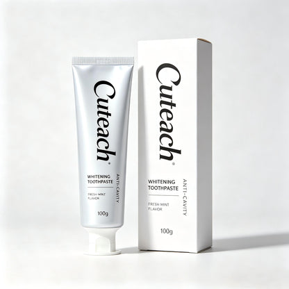 Cuteach Whitening Anti-Cavity Toothpaste, Fresh Mint Flavor, Stain Removal for Coffee Tea Stains, Long Lasting Fresh Breath, Daily Oral Care Toothpaste for Adults, 100g