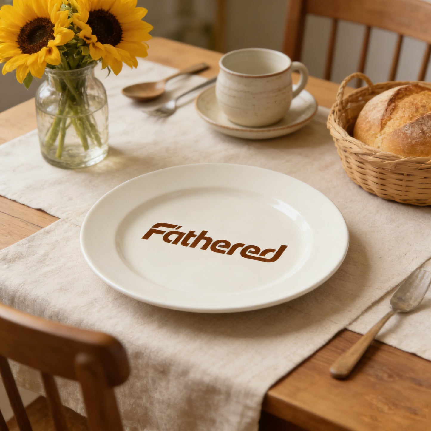 【Fathered Ceramic Dinner Plate】—— Timeless Elegance for Everyday Dining