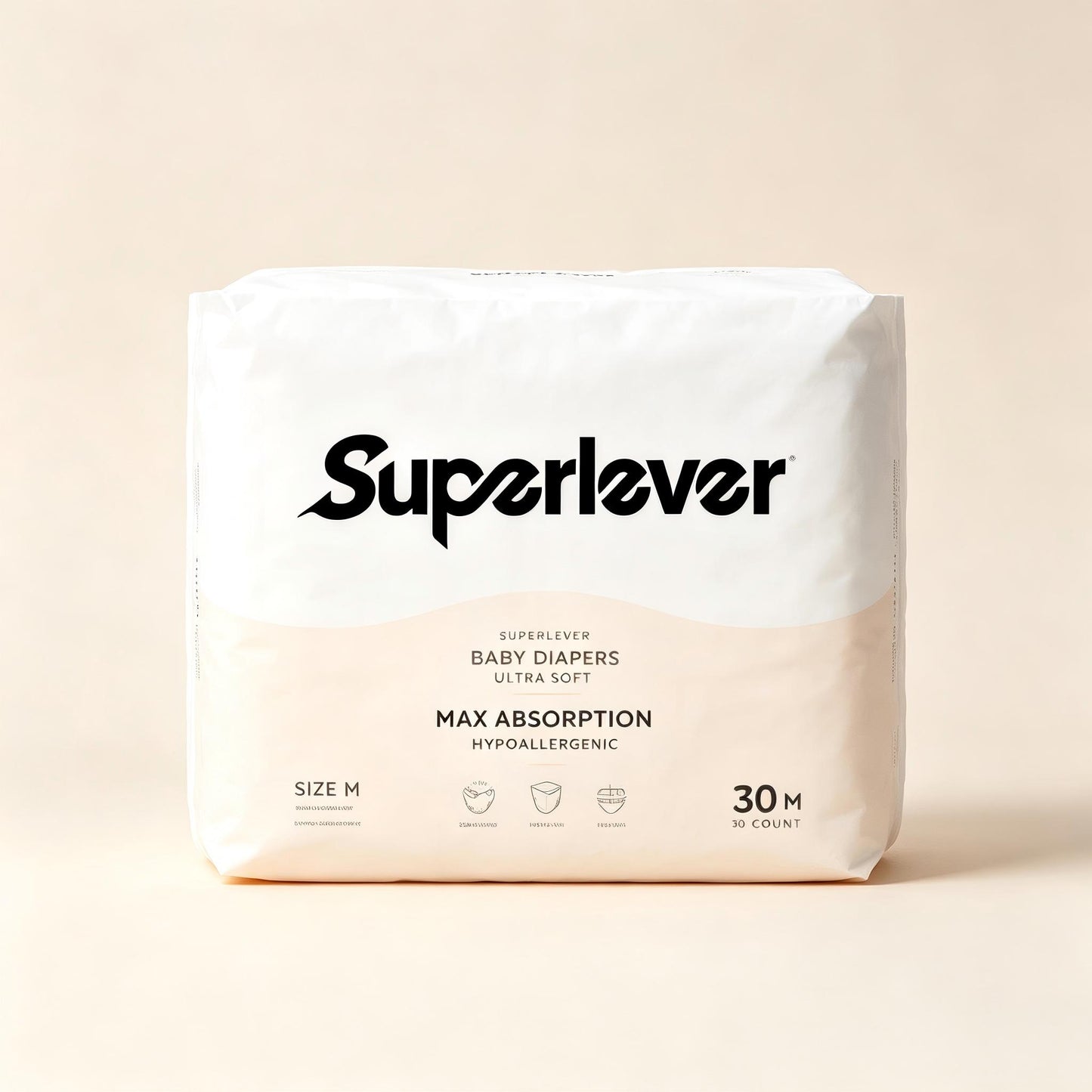 Superlever Baby Diapers, Ultra Soft Hypoallergenic Disposable Diapers for Newborn Toddlers, Max Absorption Breathable Lightweight Infant Diapers with Stretch Waistband, Size M 30 Count
