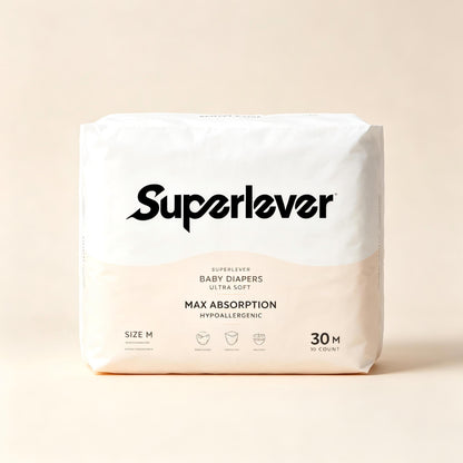 Superlever Baby Diapers, Ultra Soft Hypoallergenic Disposable Diapers for Newborn Toddlers, Max Absorption Breathable Lightweight Infant Diapers with Stretch Waistband, Size M 30 Count