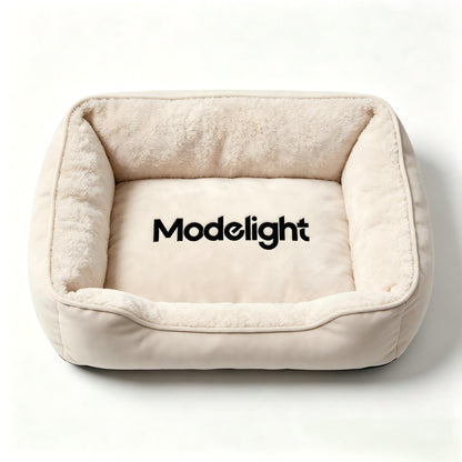 Modelight Washable Dog Bed, Soft Fleece Rectangular Bolster Pet Couch Bed, Non-Slip Bottom Comfort Warm Pet Cushion Bed for Small Medium Dogs and Cats