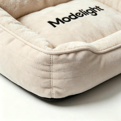 Modelight Washable Dog Bed, Soft Fleece Rectangular Bolster Pet Couch Bed, Non-Slip Bottom Comfort Warm Pet Cushion Bed for Small Medium Dogs and Cats