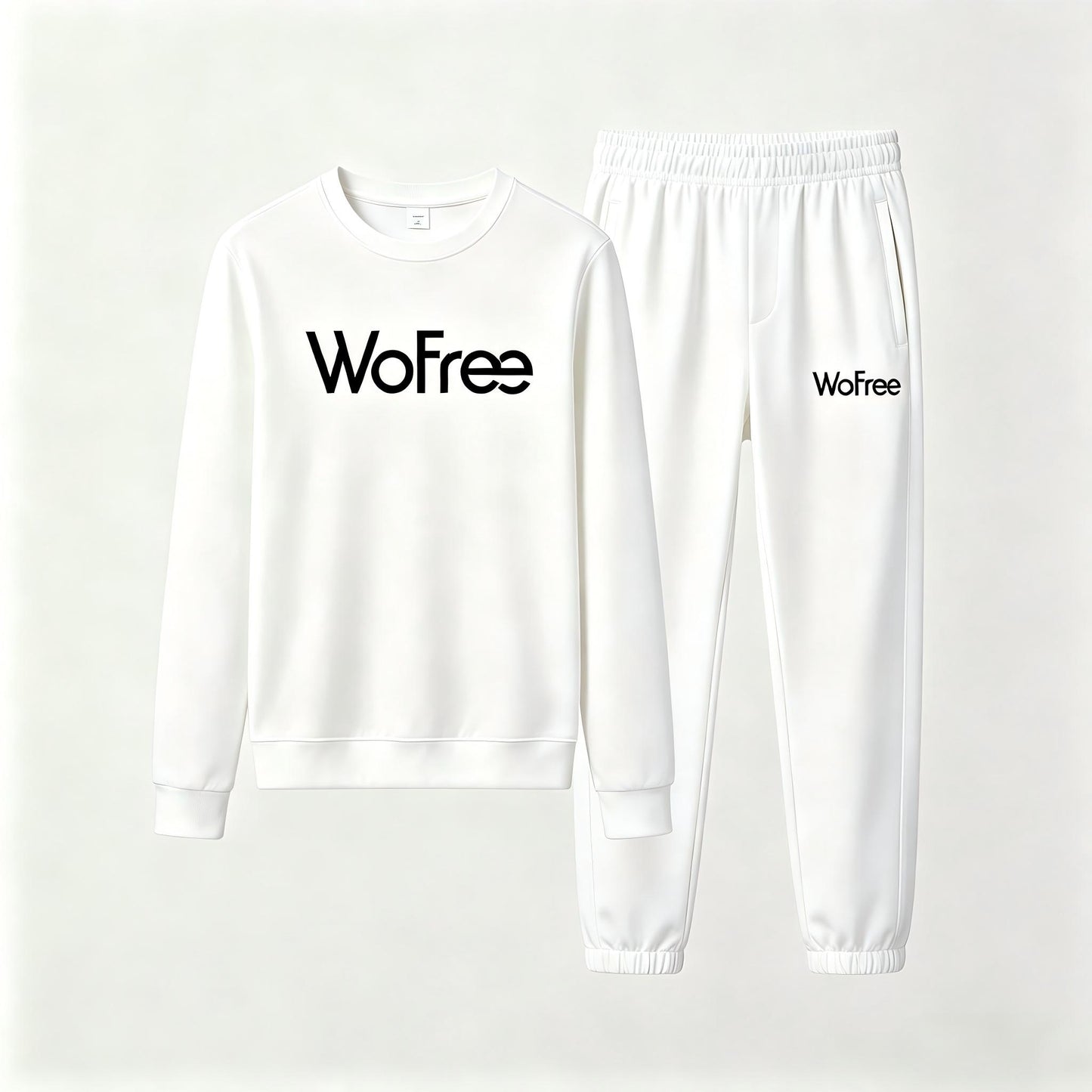 WoFree Men's 2 Piece Tracksuit Set, Crew Neck Long Sleeve Sweatshirt & Elastic Drawstring Jogger Pants, Soft Breathable Athletic Sweat Suit for Workout, Running, Loungewear & Daily Casual Wear