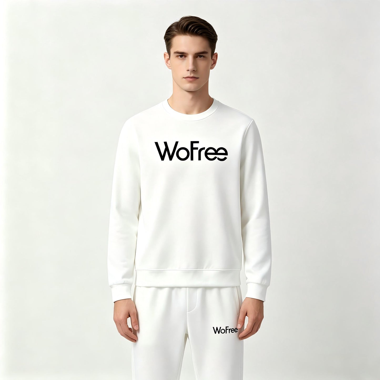 WoFree Men's 2 Piece Tracksuit Set, Crew Neck Long Sleeve Sweatshirt & Elastic Drawstring Jogger Pants, Soft Breathable Athletic Sweat Suit for Workout, Running, Loungewear & Daily Casual Wear