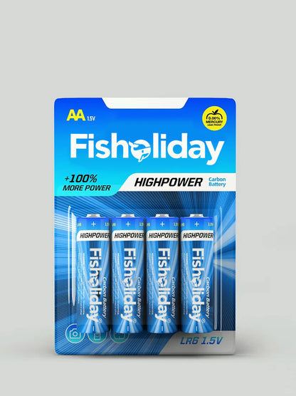 Fisholiday AA Carbon Batteries, LR6 1.5V High Power Double A Disposable Household Batteries, 4 Pack