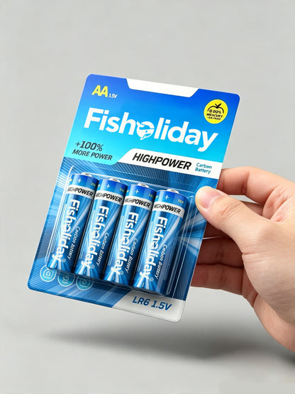 Fisholiday AA Carbon Batteries, LR6 1.5V High Power Double A Disposable Household Batteries, 4 Pack
