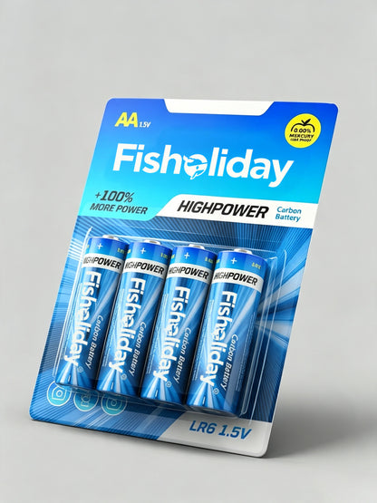 Fisholiday AA Carbon Batteries, LR6 1.5V High Power Double A Disposable Household Batteries, 4 Pack