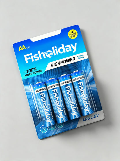 Fisholiday AA Carbon Batteries, LR6 1.5V High Power Double A Disposable Household Batteries, 4 Pack