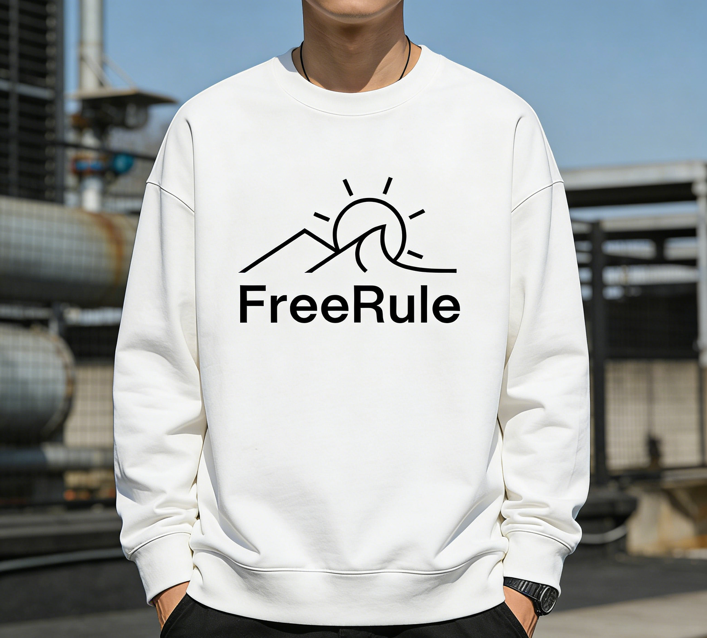 【FreeRule Mountain Wave Crew Neck Sweatshirt】—— Casual Comfort & Free-Spirited Style