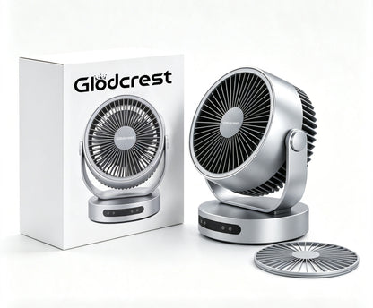 Glodcrest Small Desk Fan, USB Powered Air Circulator Fan, 3‑Speed Adjustable Portable Table Fan, Tiltable Personal Cooling Fan with Extra Grill Cover for Home Office Bedroom Dorm