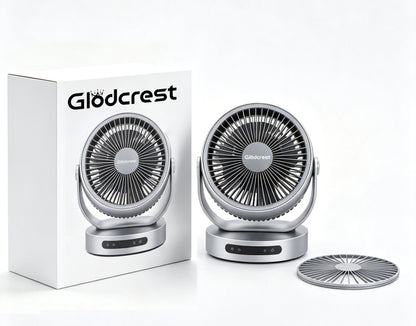 Glodcrest Small Desk Fan, USB Powered Air Circulator Fan, 3‑Speed Adjustable Portable Table Fan, Tiltable Personal Cooling Fan with Extra Grill Cover for Home Office Bedroom Dorm
