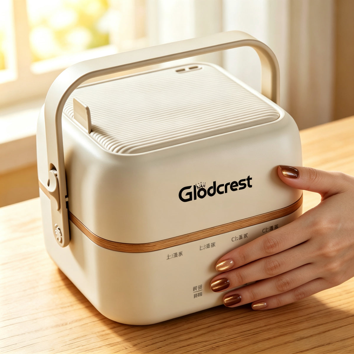 Glodcrest Electrically Heated Lunch Box, Portable Electric Heating Bento Box, Double Layer Large Capacity, Steaming & Warming Food Container for Home, Office, Dormitory & Car Use