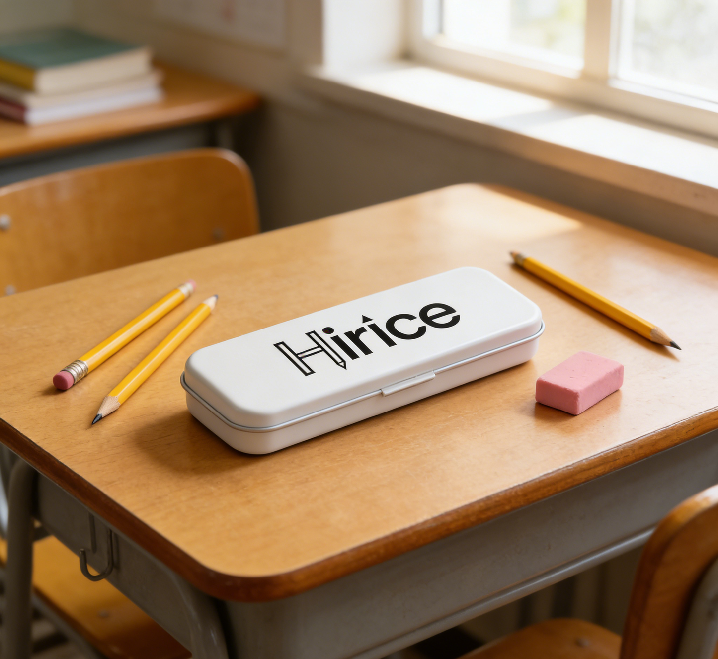 Hirice Premium Metal Pencil Case, Durable Stationery Organizer with Divider, Portable Pen Box for School, Office, Travel, White