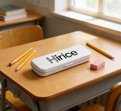 Hirice Premium Metal Pencil Case, Durable Stationery Organizer with Divider, Portable Pen Box for School, Office, Travel, White