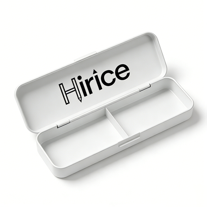 Hirice Premium Metal Pencil Case, Durable Stationery Organizer with Divider, Portable Pen Box for School, Office, Travel, White