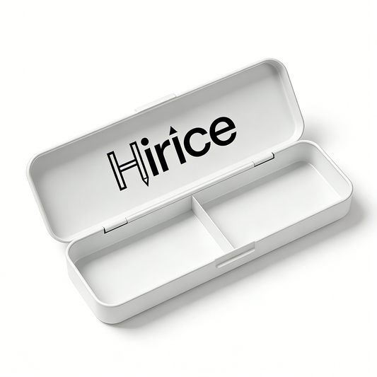 Hirice Premium Metal Pencil Case, Durable Stationery Organizer with Divider, Portable Pen Box for School, Office, Travel, White