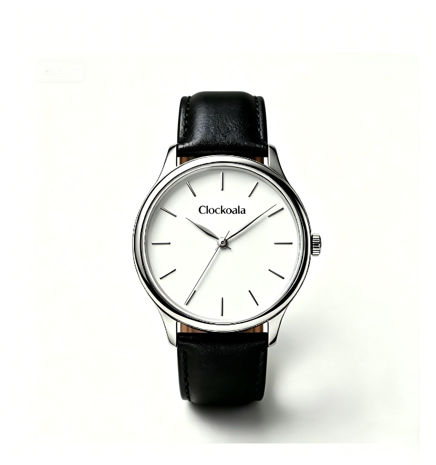 Clockoala Minimalist Analog Leather Watches for Men Women, Slim Silver Case Quartz Wrist Watch, Waterproof Simple Dial Dress Watch with Brand Gift Box